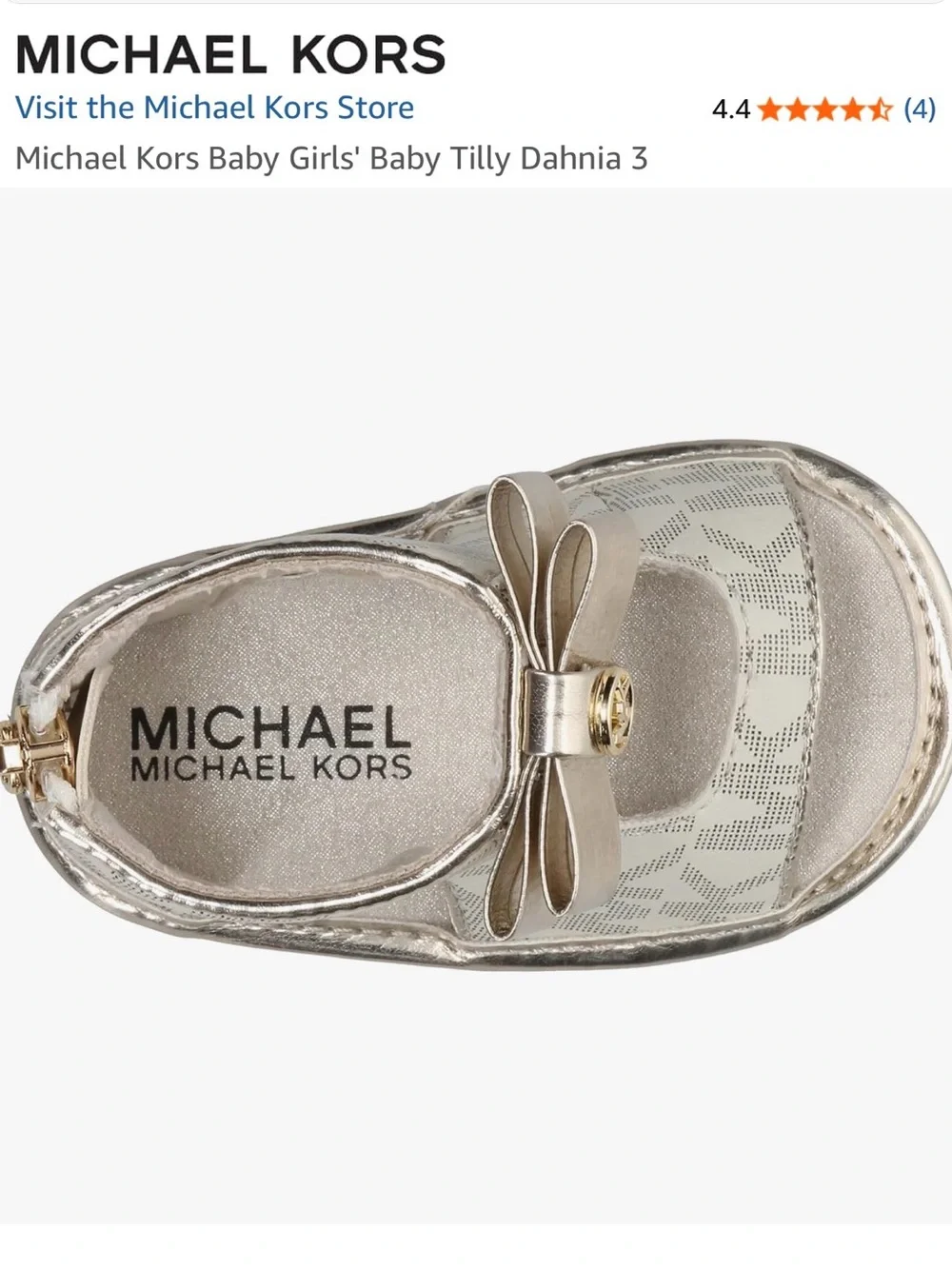 Michael Kors Baby Metallic Gold Logo Bow Sandals